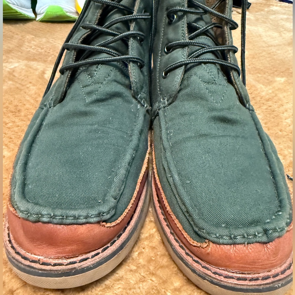 Toms Green and Brown Boots with Moccasin Toe
